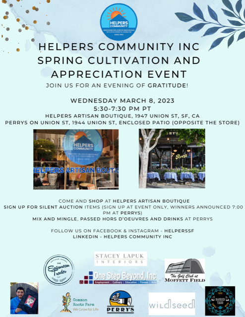 Invitation – Helpers Community Inc Spring Cultivation and Appreciation Event